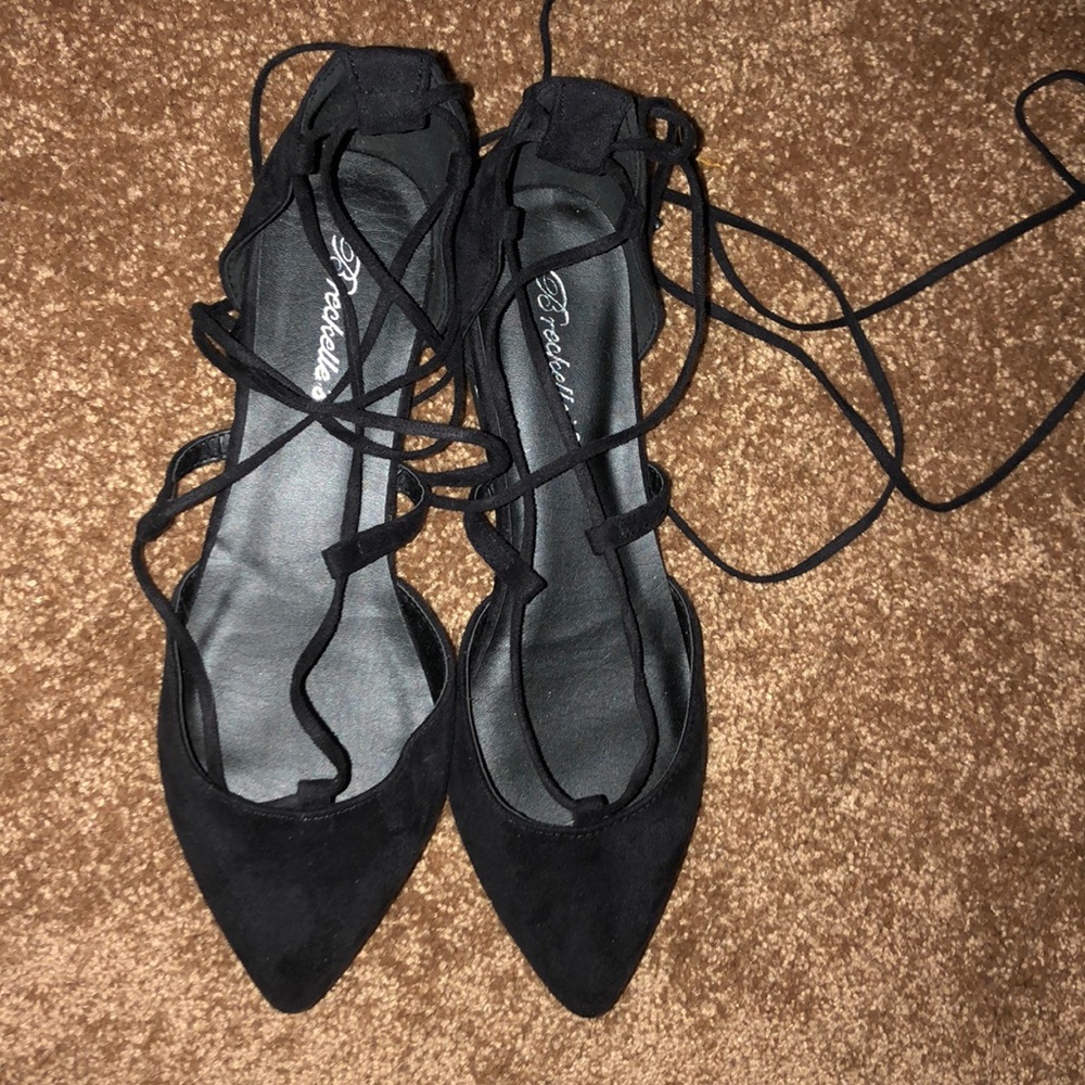 Black lace up flats